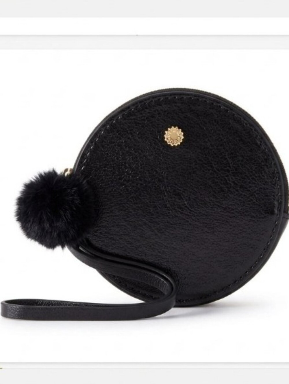 LC Lauren Conrad-Round Novelty Wristlet With Pom Pom (Black 🖤)